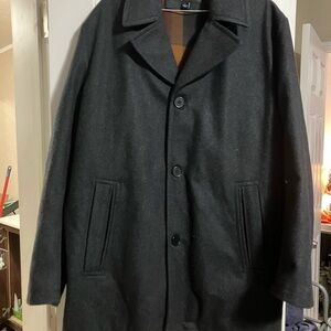 London Fog Black Pea Coat Wool Blend Tailored